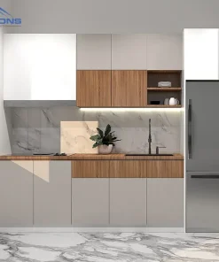 Tủ Bếp Chữ L Phối Màu Bắt Mắt TB014