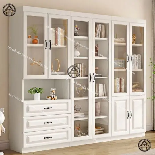 Tủ trưng bày gỗ kết hợp kính