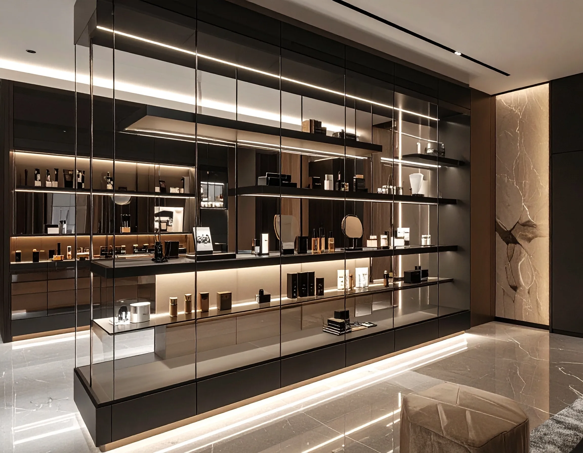 Tủ kính trưng bày mỹ phẩm (1)