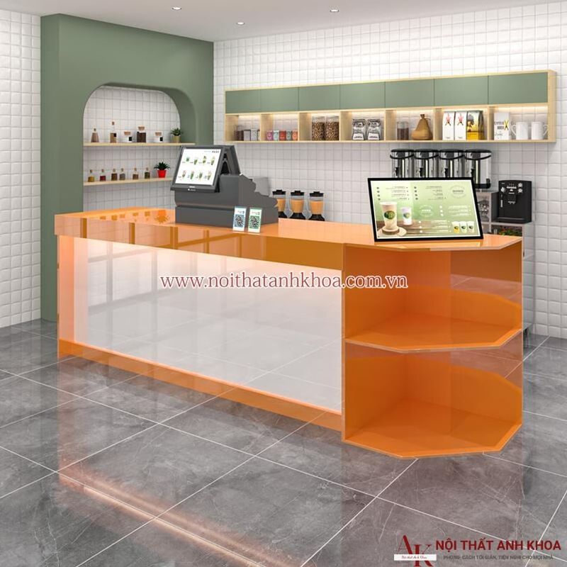 Quầy lễ tân đẹp hiện đại đa dạng màu sắc