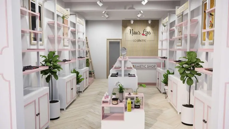 Không gian nội thất showroom mỹ phẩm hiện đại