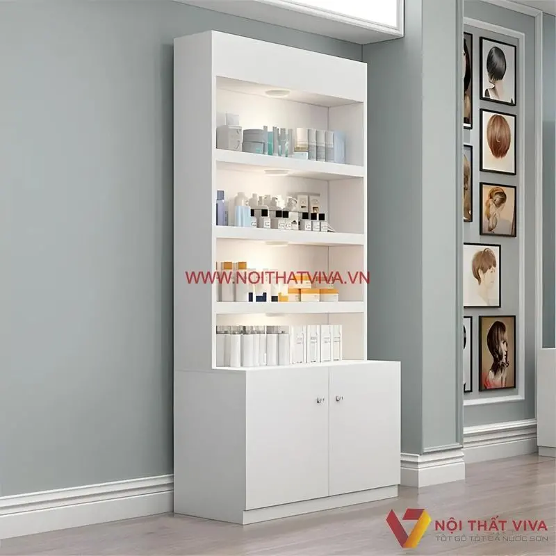 Tủ để mỹ phẩm chất liệu gỗ công nghiệp MDF sơn trắng