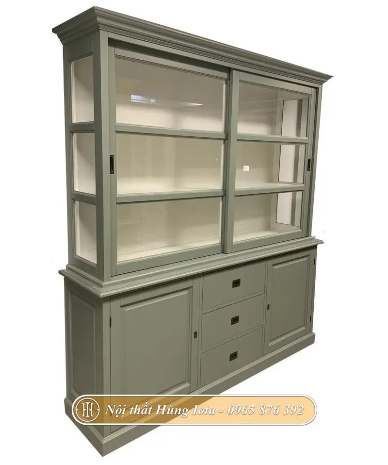 Tủ dùng để đựng đồ đa năng bằng gỗ 3 tầng màu xanh rêu