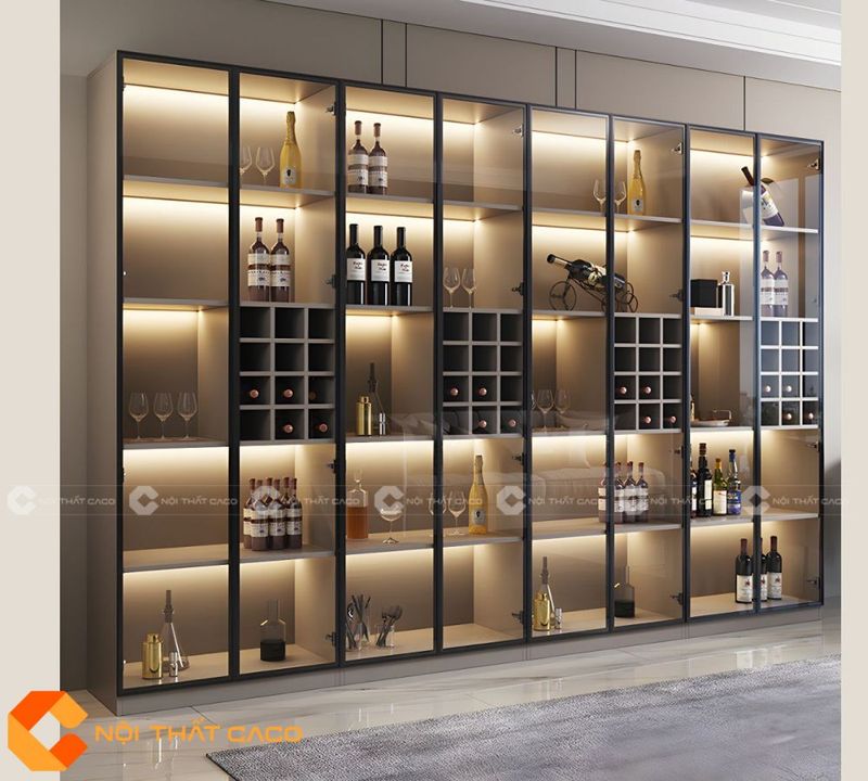 Tủ gỗ MDF kính LED