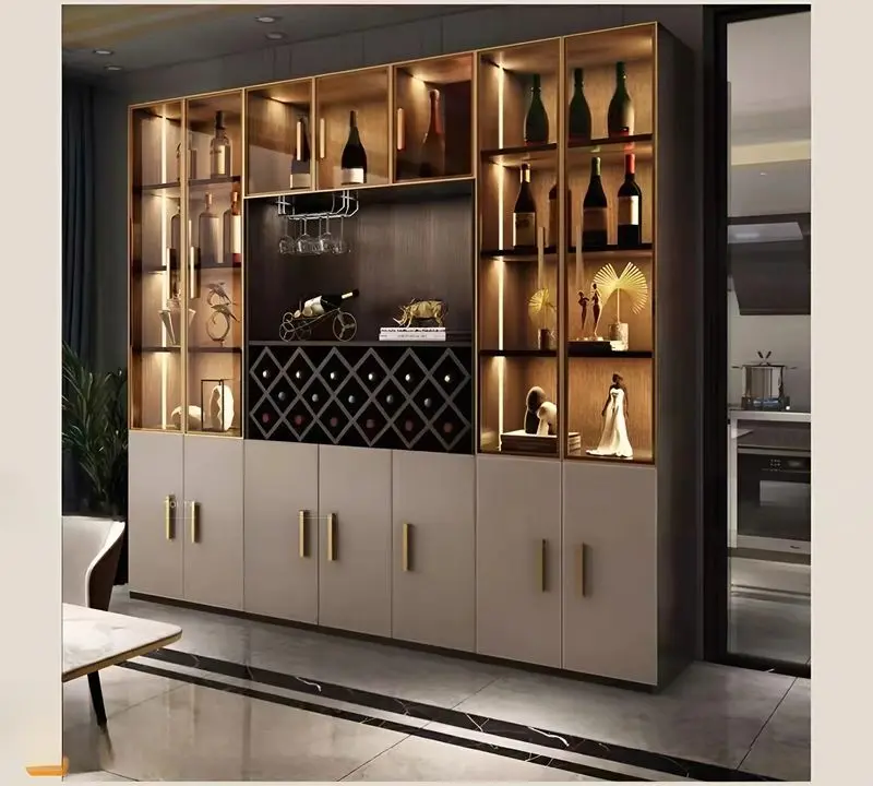 Tủ trưng bày gỗ MDF phối kính kết hợp đèn LED sang trọng