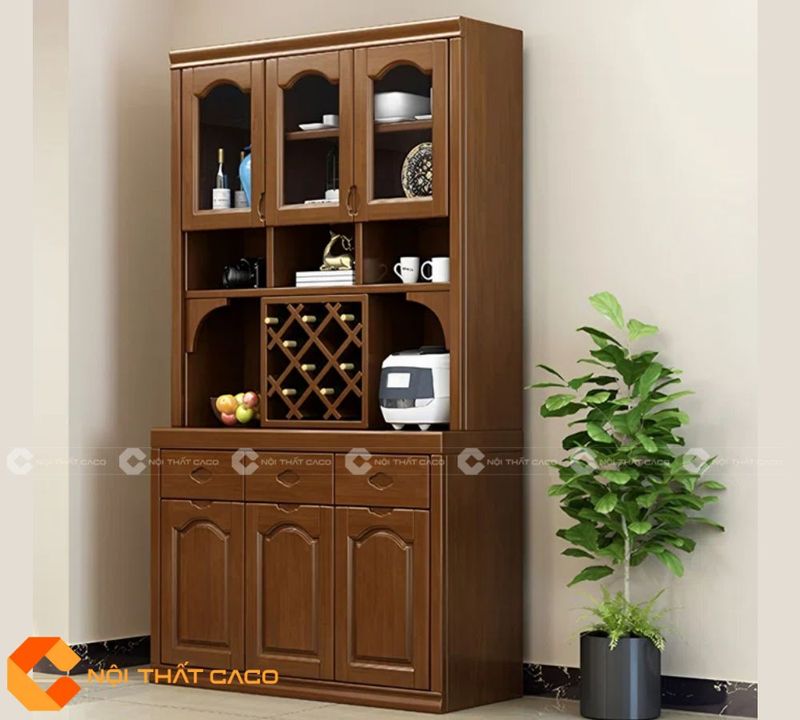 Tủ rượu gỗ tự nhiên có điểm sáng trong