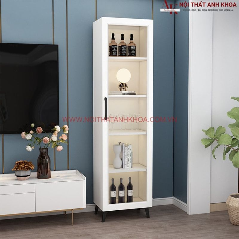 Tủ rượu mini gỗ công nghiệp kết hợp cảnh kính