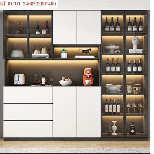 Tủ rượu phòng khách đẹp hiện đại nội thất