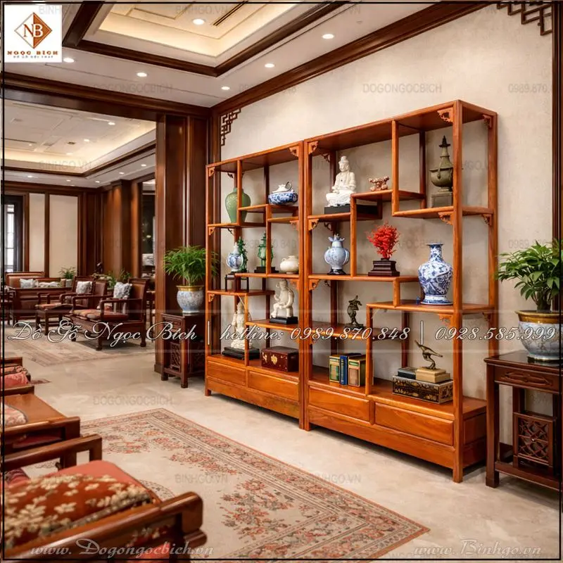 Tủ trang trí gỗ tự nhiên kích thước 2m x 1m