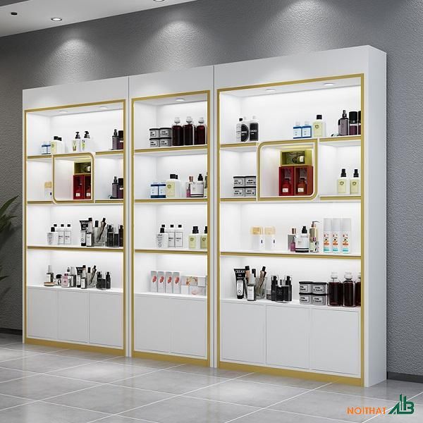 Tủ trưng bày mỹ phẩm inox