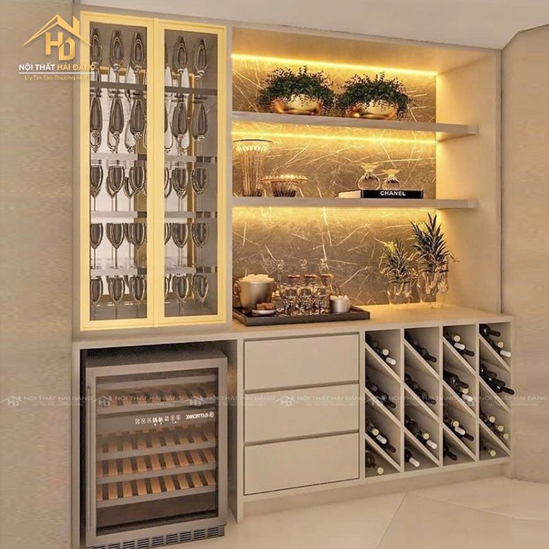 Tủ trưng bày rượu nội thất giá sỉ, thiết kế sang trọng